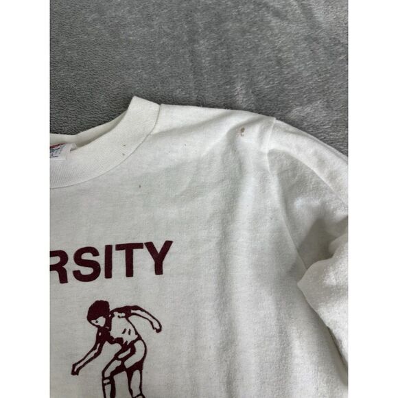 Vintage 80s University Sports Short Sleeve T Shirt Men's Size Small White - Picture 6 of 12